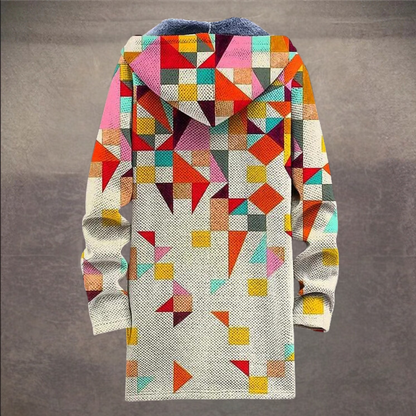Retro herrjacka med colorblock-tryck och huva – Eliano