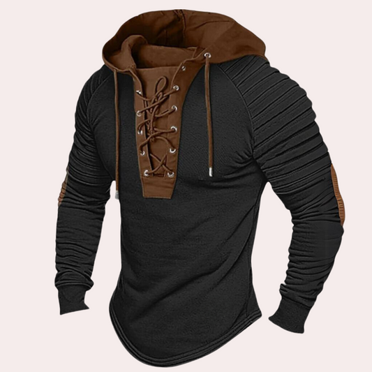 Sweatshirt för herr med snörning och huva – Eliano