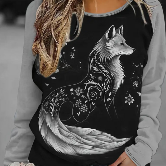 Damer sweatshirt med rävmönster – Nora