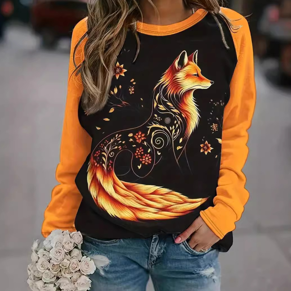 Damer sweatshirt med rävmönster – Nora