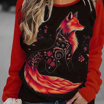 Damer sweatshirt med rävmönster – Nora
