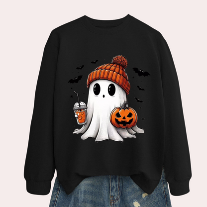 Damernas Halloween sweatshirt med spökmönster – Liora