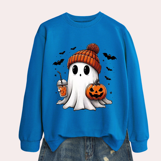 Damernas Halloween sweatshirt med spökmönster – Liora
