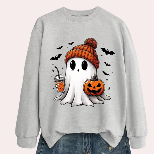 Damernas Halloween sweatshirt med spökmönster – Liora