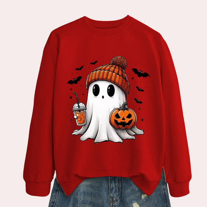 Damernas Halloween sweatshirt med spökmönster – Liora