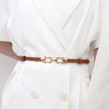 Damen Ledergürtel Braun, goldene Schnalle, elegantes Accessoire, modisch, hochwertig