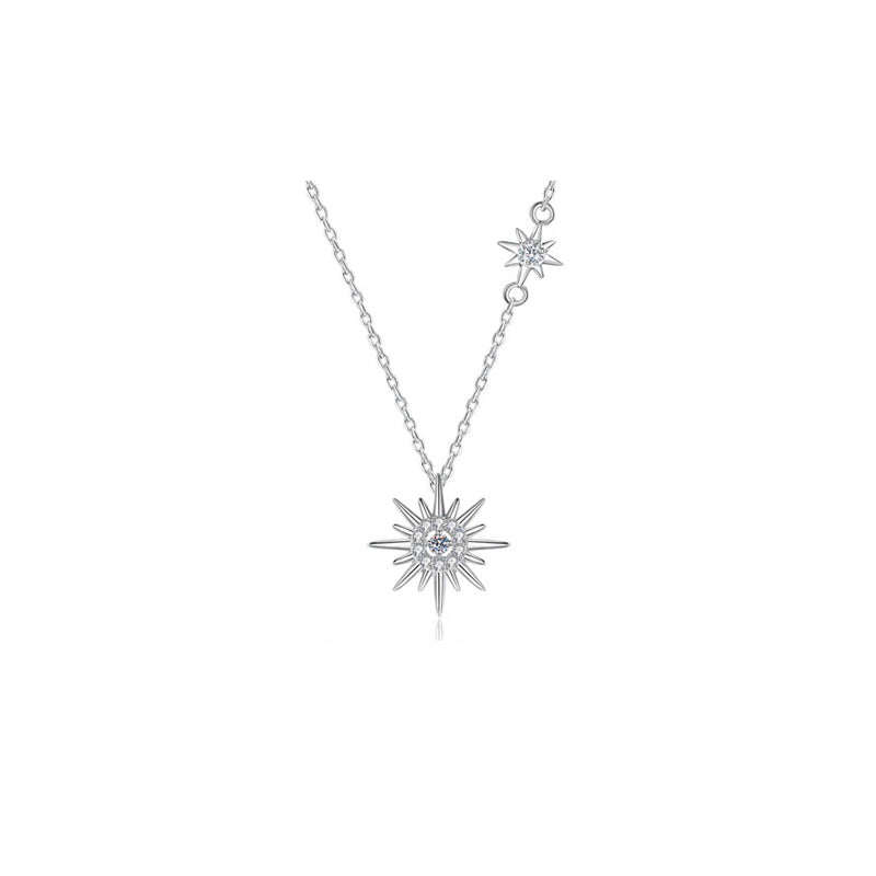 Echt Moissanite Diamant Hexagramm Anhänger Halskette, 925 Sterling Silber, für Frauen.