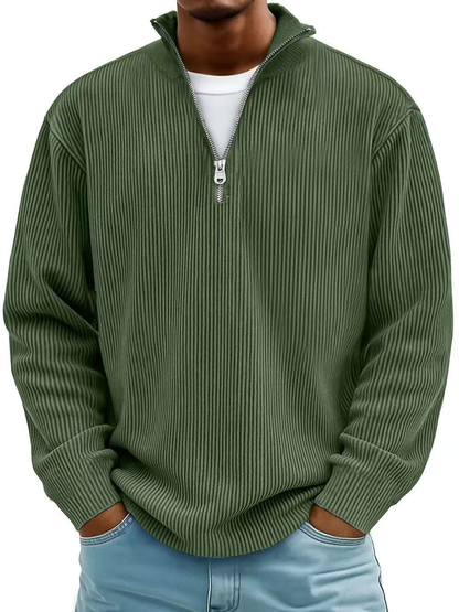 Half-Zip Sweater with Relaxed Fit and Durable Knit 10
