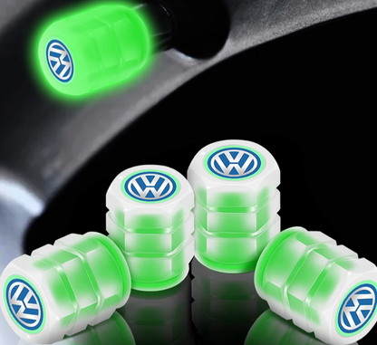 Set med 4 lysande ventilkåpor med logotyp – LuxaGlow