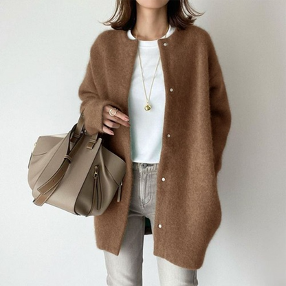 Långärmad dam cardigan med fickor – Liora