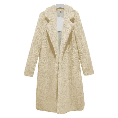Khaki Damen Wintermantel, warm, flauschig, lang, modisch, ideal für kalte Jahreszeiten.