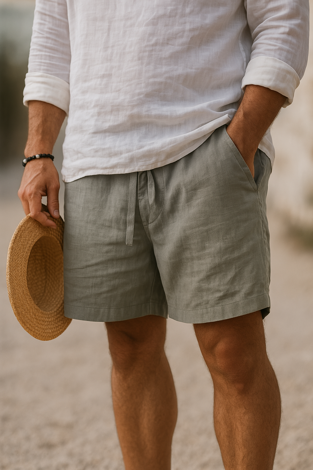 Lorenzo Men's Cotton-Linen Shorts – Lightweight & Breathable 10