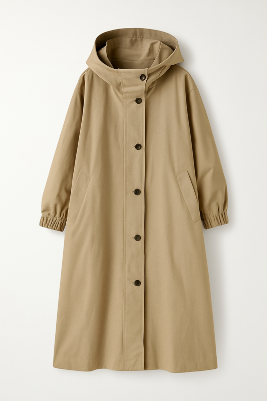 Lång damtrenchcoat med huva – Ranya höstutgåva