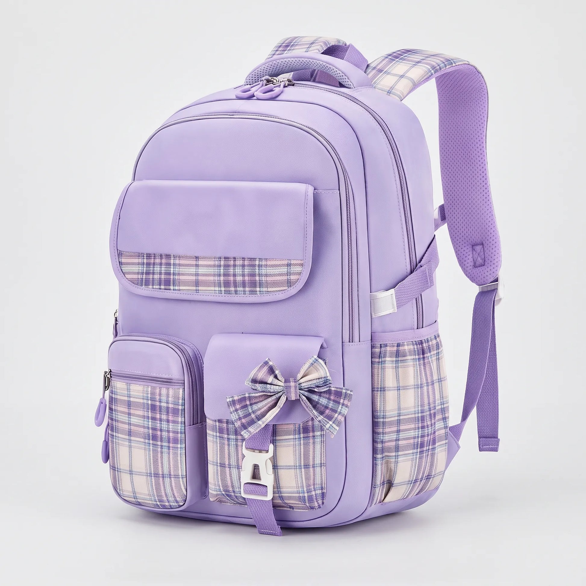 Checkered Detail School Rucksack - Pledra