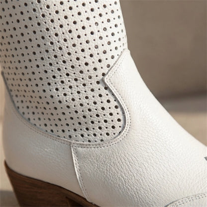 Classic Zip-Up Mid-Calf Fashion Boots - Patricia
