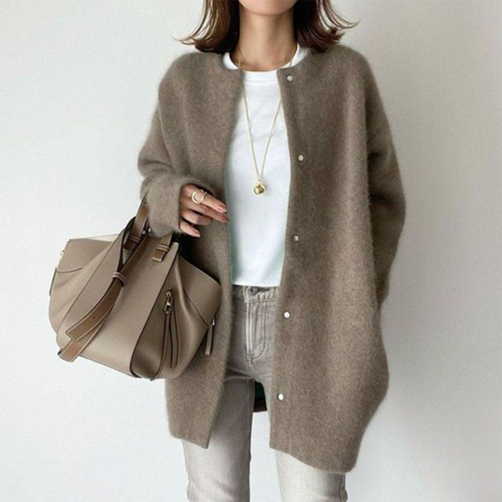 Långärmad dam cardigan med fickor – Liora
