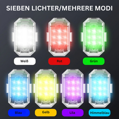 LED-Licht mit sieben Farben, mehrere Modi, Weiß, Rot, Grün, Blau, Gelb, Lila, Himmelblau.