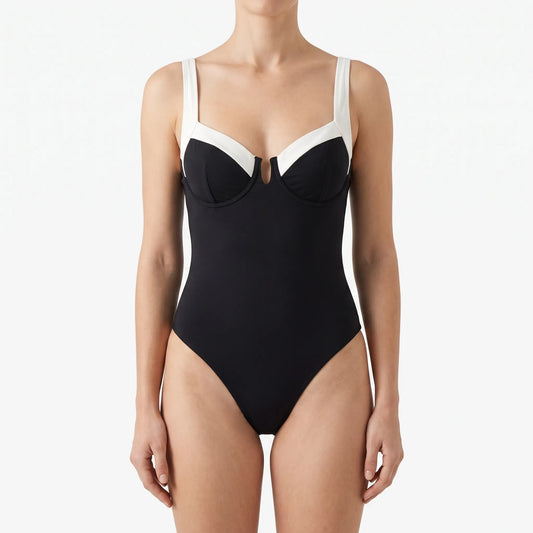 Colour-Block Strapless Beach Bodysuit - Lillian