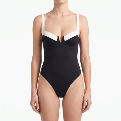 Colour-Block Strapless Beach Bodysuit - Lillian