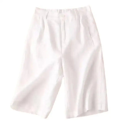 Sommarshorts för damer i linne/bomull, knälånga - Elvira