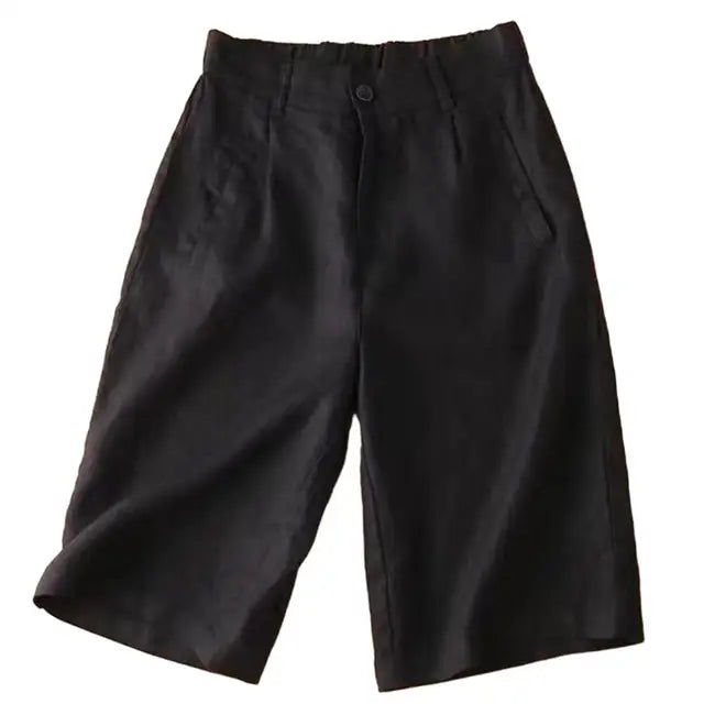 Sommarshorts för damer i linne/bomull, knälånga - Elvira