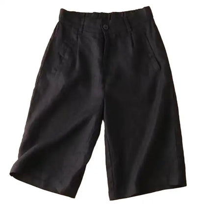 Sommarshorts för damer i linne/bomull, knälånga - Elvira