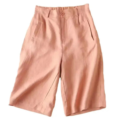 Sommarshorts för damer i linne/bomull, knälånga - Elvira