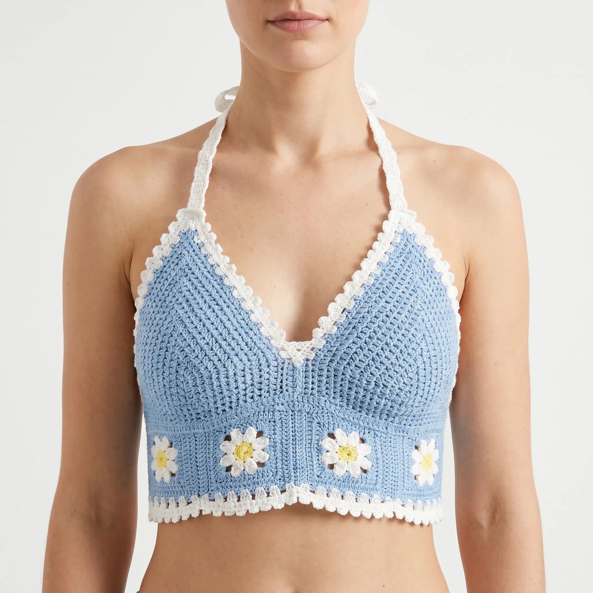 Crochet Halter Crop Top -  Eva