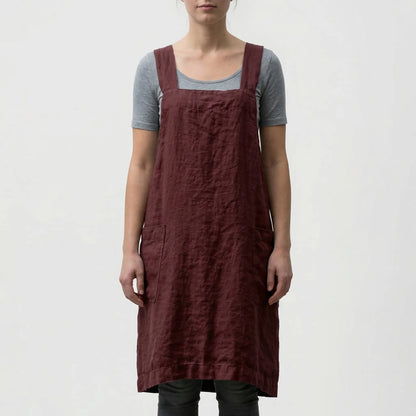 Crossback Pinafore Apron For Women - Heather