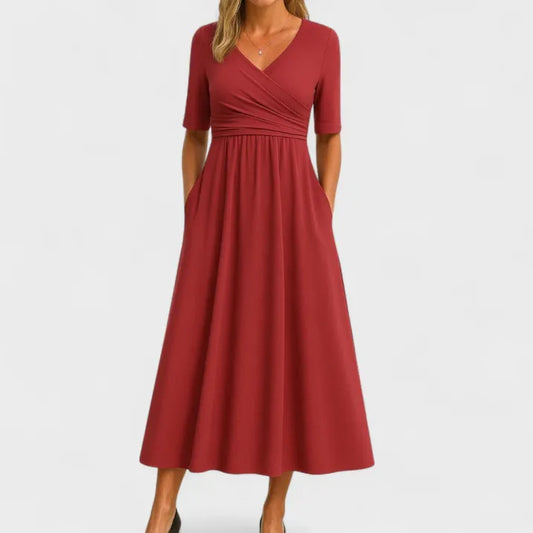 Crossover Wrap Midi Dress - Lucille