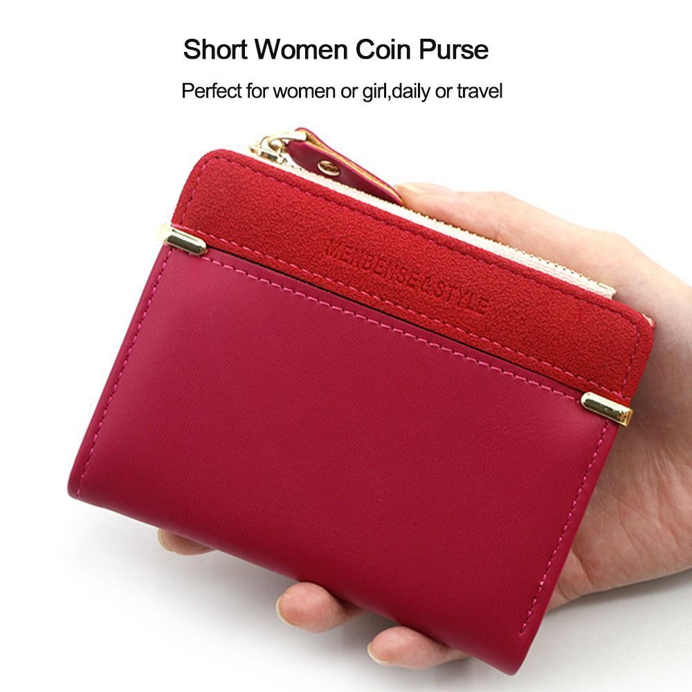 Rote Damen-Geldbörse aus Leder, kompakt, ideal für Reisen und Alltag.