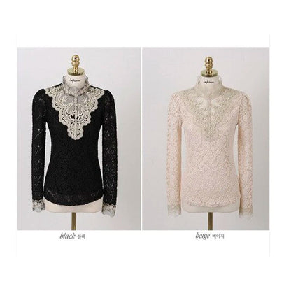 Damblus med höstlig broderad spets – Elisabeth