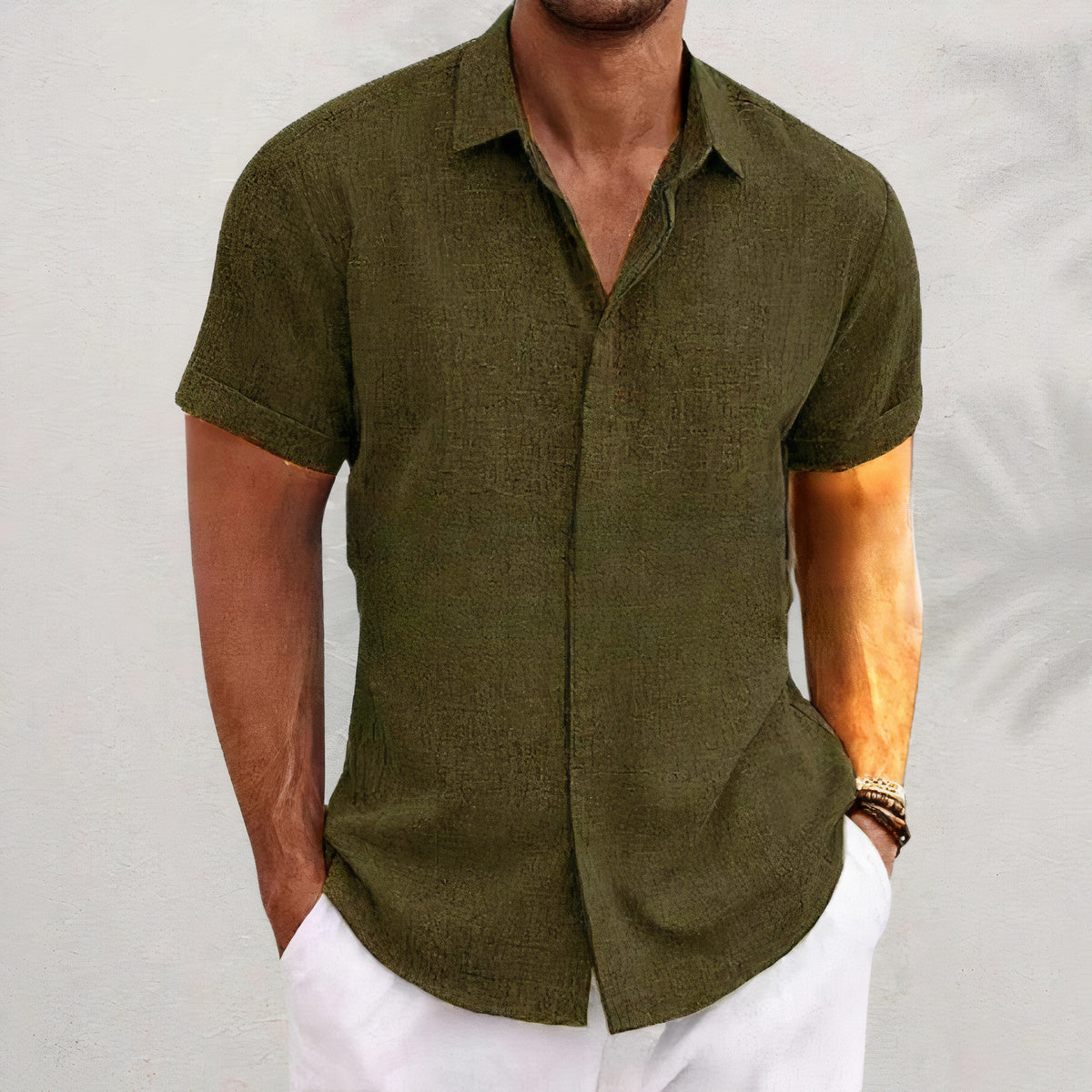 Herrskjorta i linne med retrolook – Vintaro