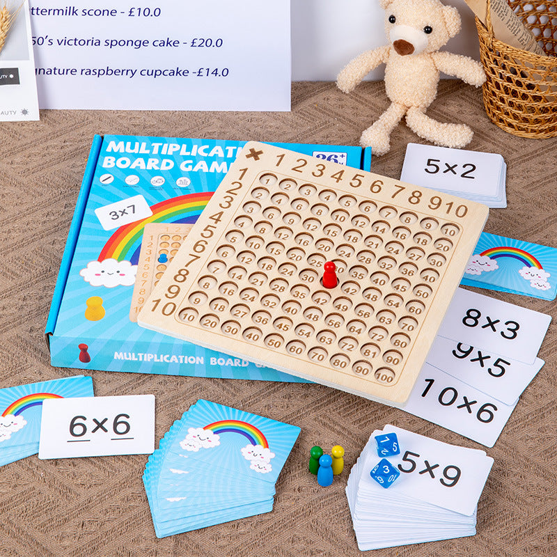 Multiplikationsspel i trä för barn med lärkort – Maximo
