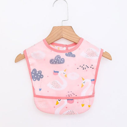 Rosa Baby-Lätzchen mit Schwanenmuster, wasserdicht, Baumwolle, Klettverschluss, Kinderbekleidung.