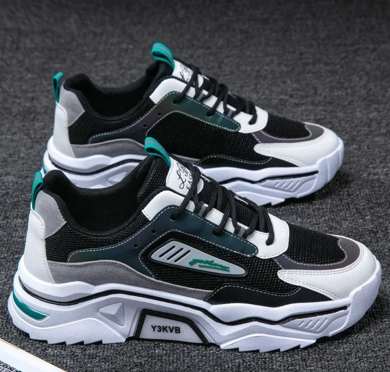Schwarz-weiße Sneaker, modisch, bequem, Herren, atmungsaktiv, sportlich, Straßenstil.
