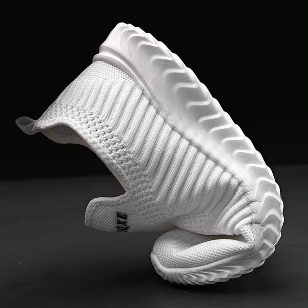 Weiße Sportschuhe, atmungsaktives Mesh, rutschfeste Sohle, modisches Design, Herren Sneaker.