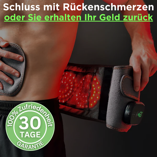 Lendengurt mit Infrarotwärme, Rückenschmerzen lindern, verstellbar, schwarz, 30 Tage Garantie