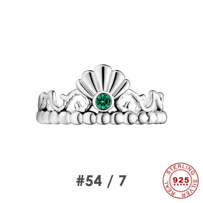 Silberring mit grünem Edelstein, Muschel-Design, Damenring, 925 Sterling Silber, Schmuck.