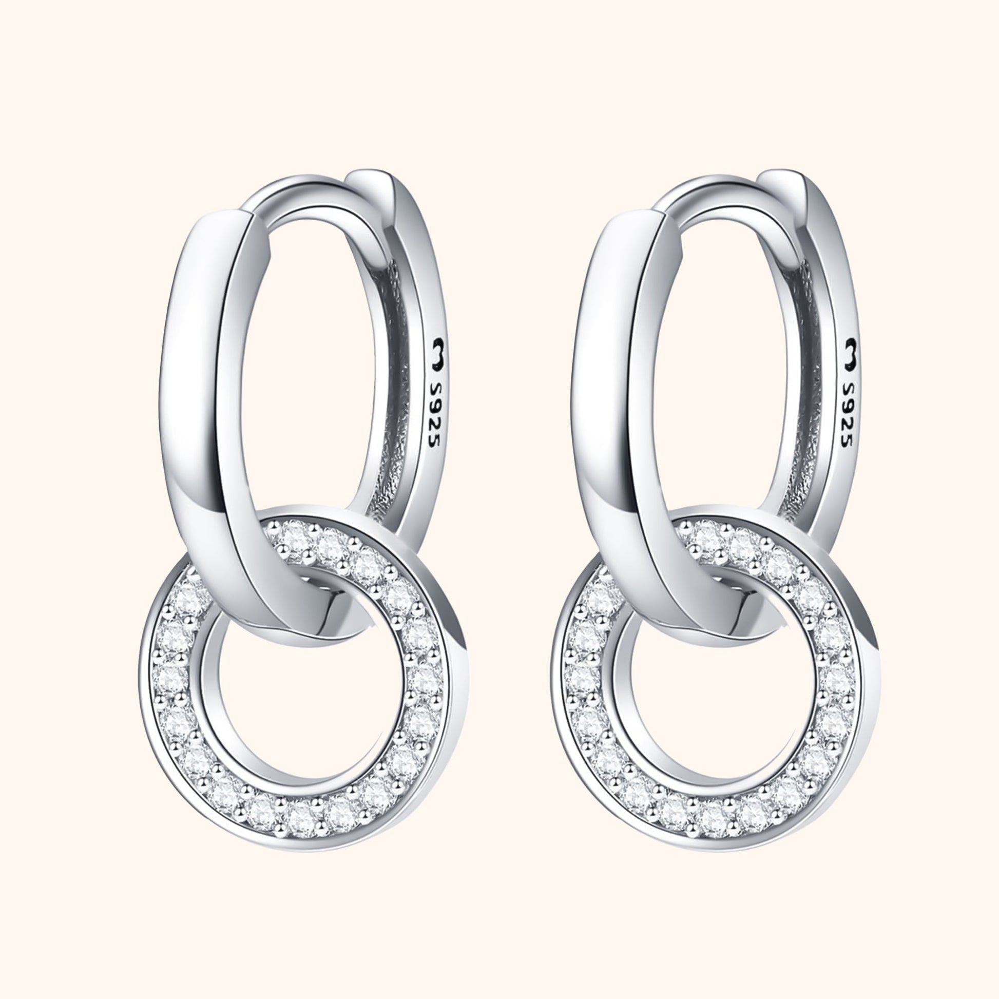 Silberne Creolen mit Zirkonia, 925 Sterling Silber, eleganter Schmuck, Damen Ohrringe