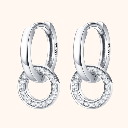 Silberne Creolen mit Zirkonia, 925 Sterling Silber, eleganter Schmuck, Damen Ohrringe