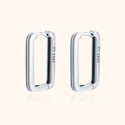 Silberne rechteckige Ohrringe S925, minimalistisches Design, eleganter Schmuck für Damen.