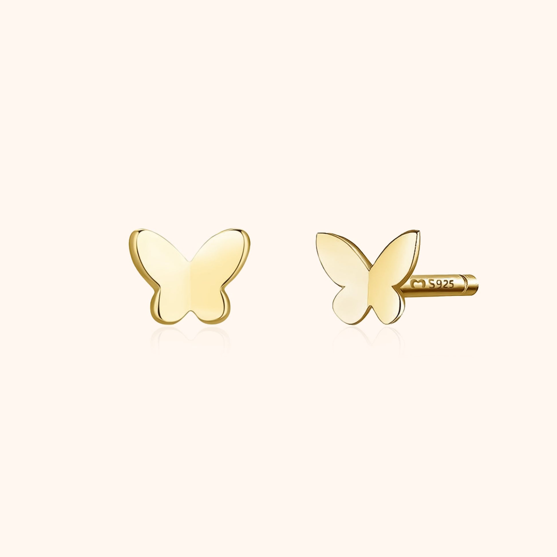Goldene Schmetterling Ohrringe, 925er Silber, Damen Schmuck, modisch, elegant, Geschenkidee.