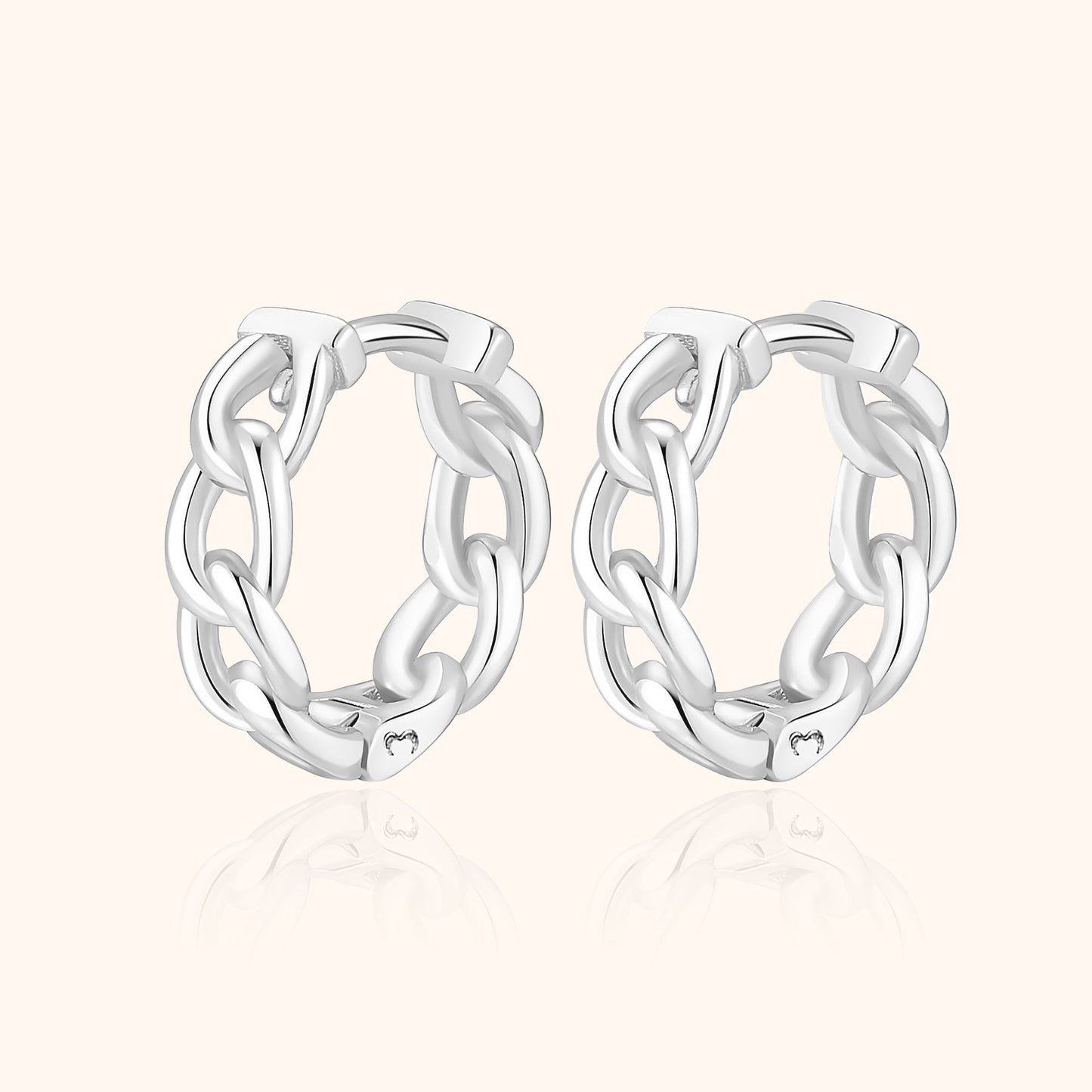 Silberne Creolen Ohrringe, Kettendesign, modisch, Damen Schmuck, glänzend, elegant