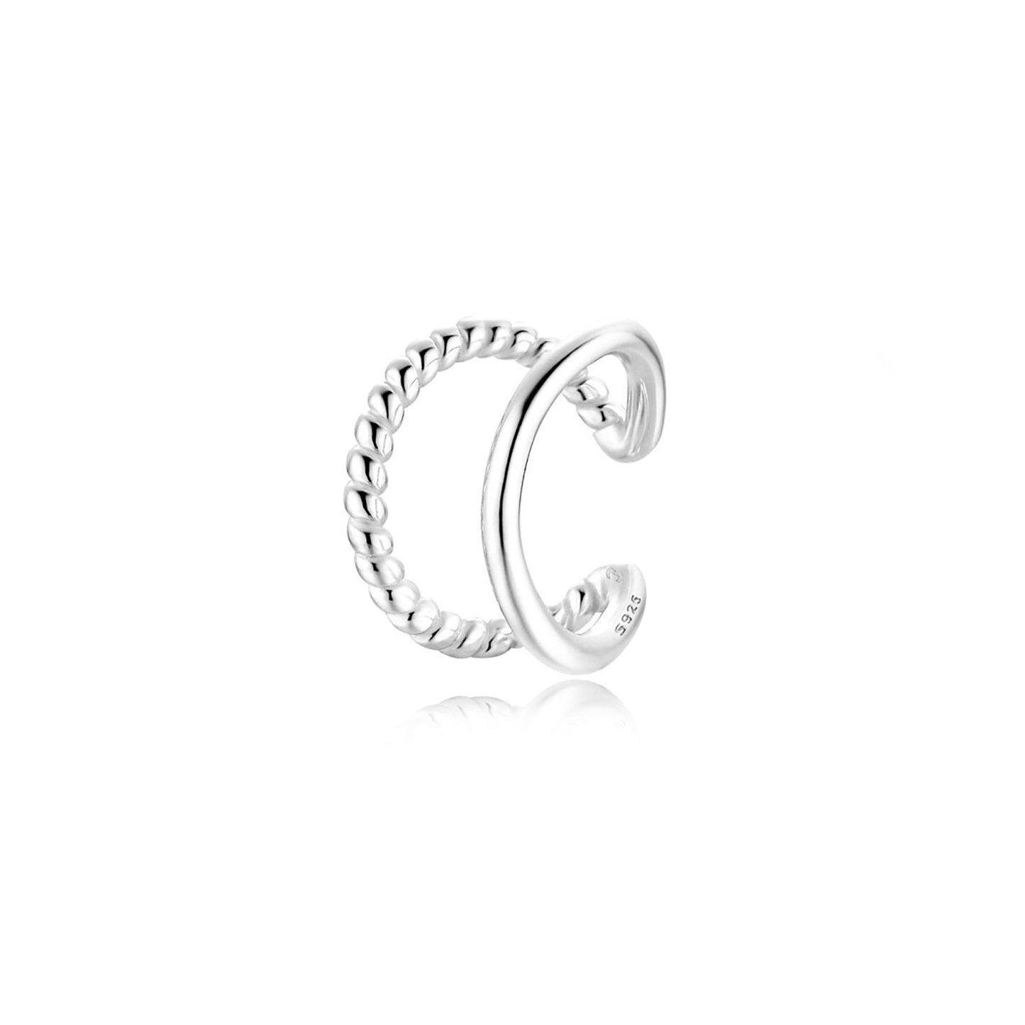 Silberner Ohrclip, gedrehtes Design, minimalistischer Schmuck, 925 Sterling Silber.