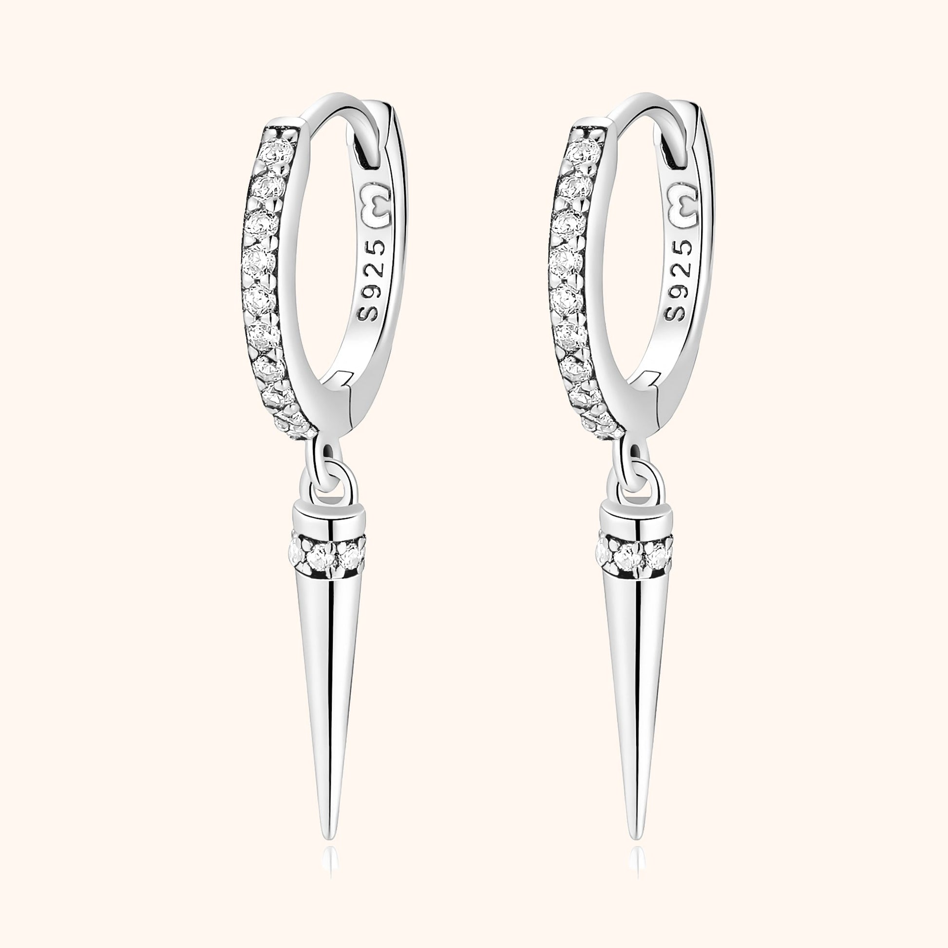 Silberne Ohrringe mit Zirkonia und Anhänger, S925, eleganter Schmuck, Damenaccessoire.