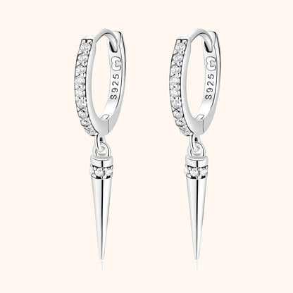 Silberne Ohrringe mit Zirkonia und Anhänger, S925, eleganter Schmuck, Damenaccessoire.