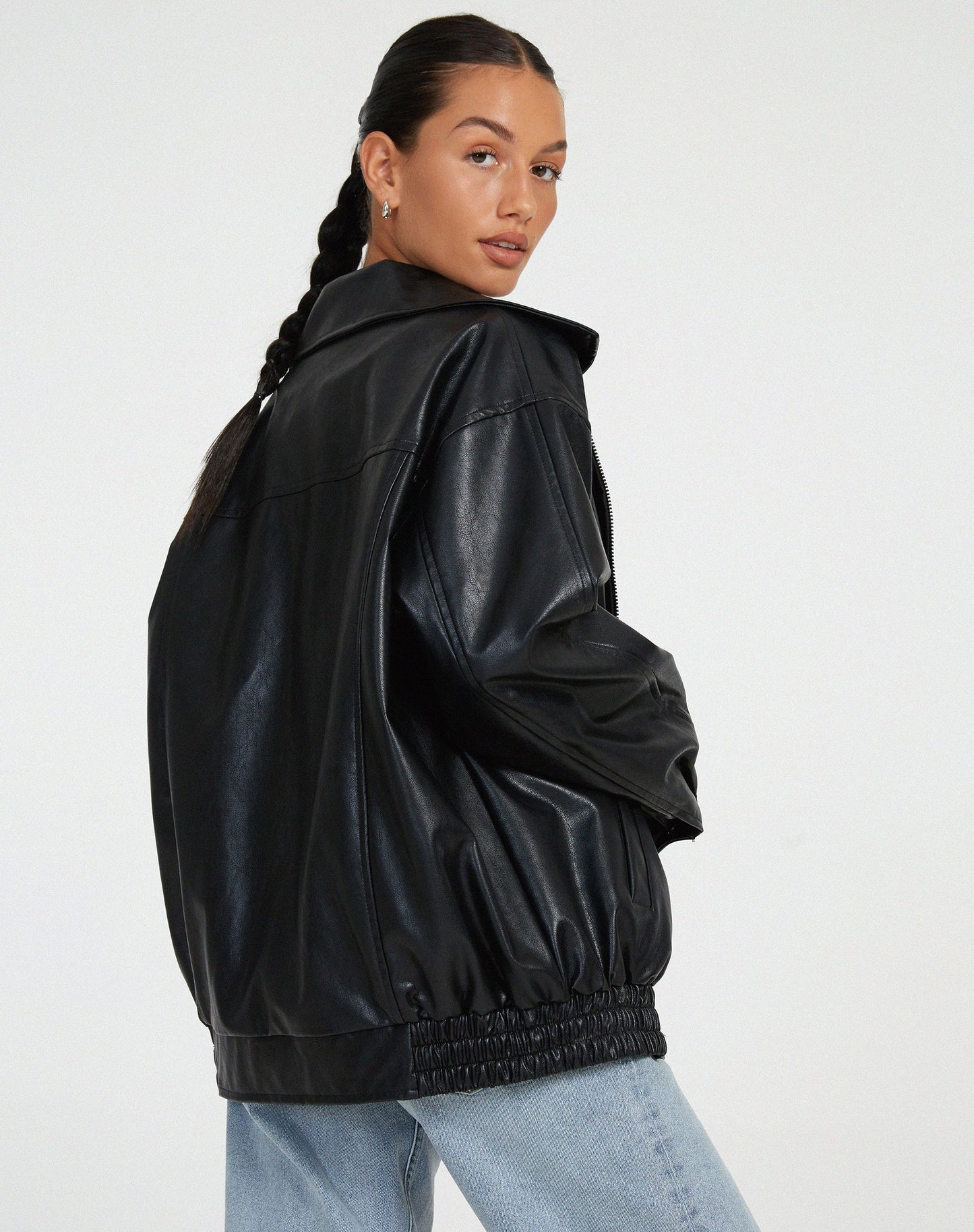 Oversized höstläder damsjacka – Yara