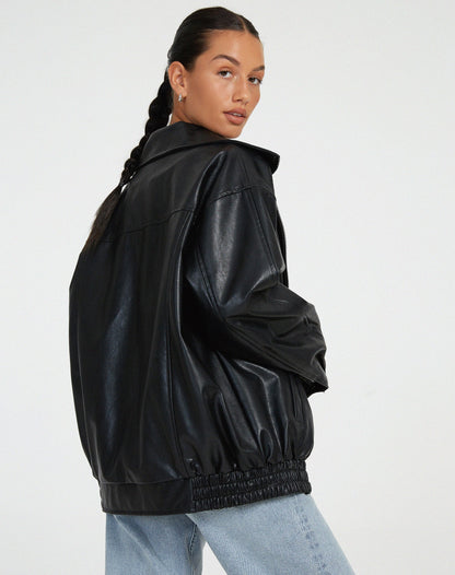 Oversized höstläder damsjacka – Yara