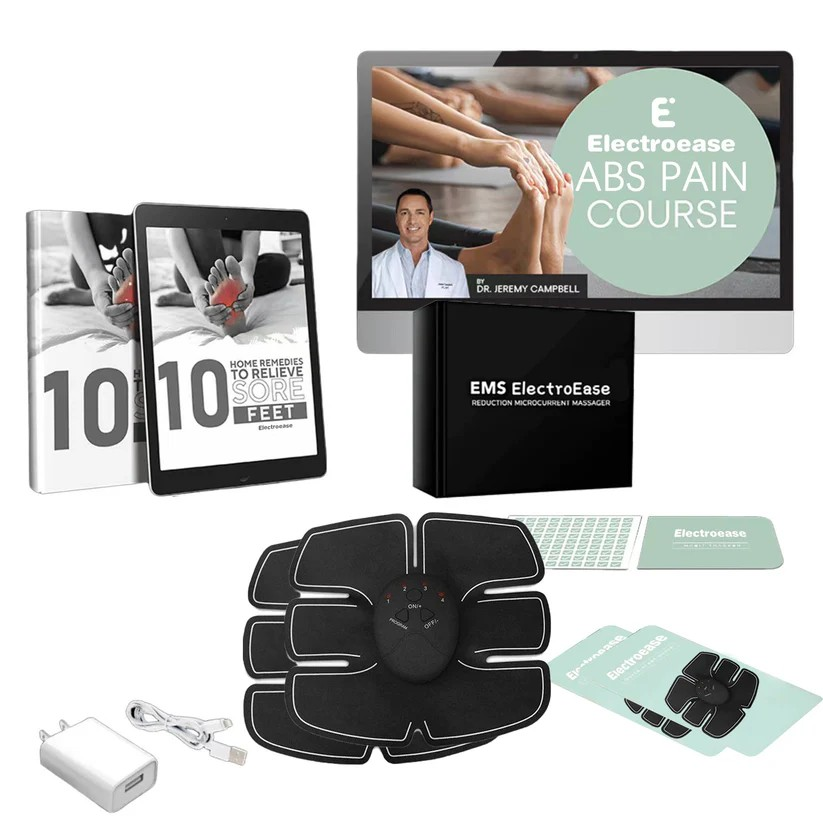 EMS Bauchmuskeltrainer Set, schwarz, mit Ladegerät und Anleitungen, für effektives Training.